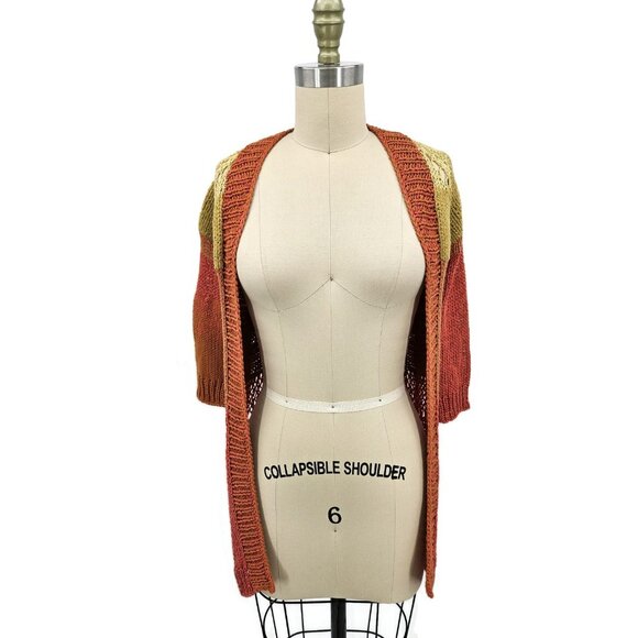 New Handmade Crotchet Cardigan Sweater Girls 5-7 Orange Yellow Duster - Picture 5 of 5